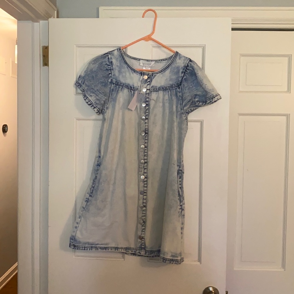 Mini denim shift dress